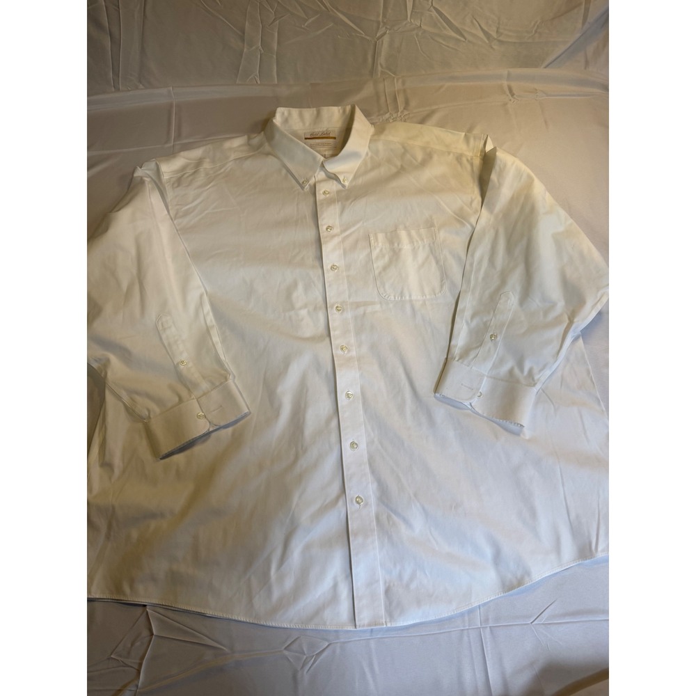 Roundtree & Yorke Gold Label Mens White Non-Iron Cotton Dress Shirt 20 36 Big